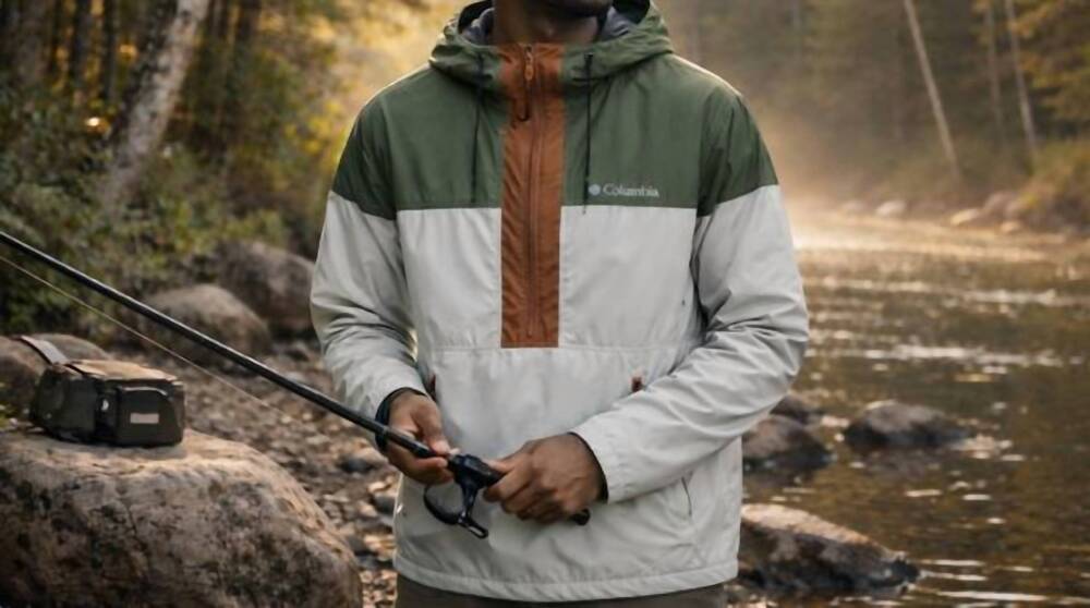 NEW COLUMBIA flash challenger anorak jacket in copper/olive/birch
